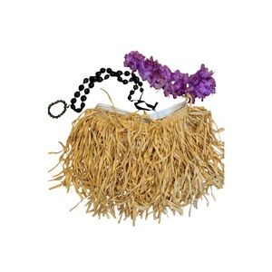 Hawaiian Luau Costume Hula Girl Grass Skirt Flower Lei Beaded Necklace Bracelet